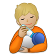 A quoi ressemblent les emoji Personne allaitant un bébé: peau moyennement claire sur Samsung.