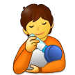 Como o emoji do Pessoa alimentando bebê é exibido no Samsung.