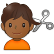 How Person Getting Haircut: Medium-Dark Skin Tone emoji looks on Samsung.