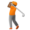 Cómo se ve el emoji Persona jugando al golf: tono de piel oscuro medio en Samsung.