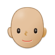 A quoi ressemblent les emoji Adulte : peau moyennement claire et chauve sur Samsung.