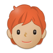 Bagaimana emoji Dewasa: ton kulit sederhana cerah dan rambut merah kelihatan di Samsung.