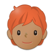 A quoi ressemblent les emoji Adulte : peau légèrement mate et cheveux roux sur Samsung.