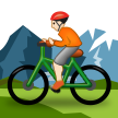 How Person Mountain Biking: Light Skin Tone emoji looks on Samsung.