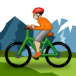 Come Ciclista di mountain bike: carnagione abbastanza chiara emoji appare su Samsung.