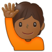 How Person Raising Hand: Medium-Dark Skin Tone emoji looks on Samsung.