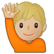 How Person Raising Hand: Medium-Light Skin Tone emoji looks on Samsung.