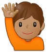 How Person Raising Hand: Medium Skin Tone emoji looks on Samsung.