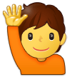 How Person Raising Hand emoji looks on Samsung.