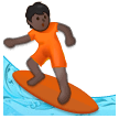 How Person Surfing: Dark Skin Tone emoji looks on Samsung.