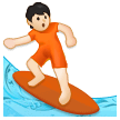 How Person Surfing: Light Skin Tone emoji looks on Samsung.