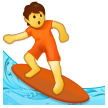 Hvordan Surfer emoji ser ud på Samsung.