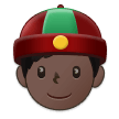 A quoi ressemblent les emoji Homme avec casquette chinoise: peau foncée sur Samsung.