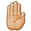 How Raised Back of Hand: Medium-Light Skin Tone emoji looks on Samsung.