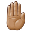 How Raised Back of Hand: Medium Skin Tone emoji looks on Samsung.