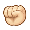 How Raised Fist: Light Skin Tone emoji looks on Samsung.