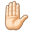 How Raised Hand: Light Skin Tone emoji looks on Samsung.