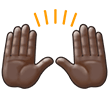 How Raising Hands: Dark Skin Tone emoji looks on Samsung.