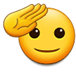 How Saluting Face emoji looks on Samsung.