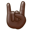 How Sign of the Horns: Dark Skin Tone emoji looks on Samsung.