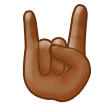 How Sign of the Horns: Medium-Dark Skin Tone emoji looks on Samsung.