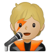 A quoi ressemblent les emoji Chanteur (tous genres): peau moyennement claire sur Samsung.