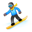 Como o emoji do Praticante de snowboard: pele morena escura é exibido no Samsung.