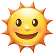 Come Faccina sole emoji appare su Samsung.