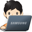 Bagaimana emoji Ahli teknologi: ton kulit cerah kelihatan di Samsung.