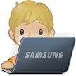 Bagaimana emoji Ahli teknologi: ton kulit sederhana cerah kelihatan di Samsung.