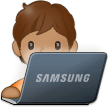 A quoi ressemblent les emoji Informaticien (tous genres): peau légèrement mate sur Samsung.