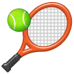 Hoe Tennis emoji eruit ziet op Samsung.