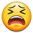 Como o emoji do Rosto cansado é exibido no Samsung.