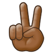 How Victory Hand: Medium-Dark Skin Tone emoji looks on Samsung.