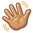 How Waving Hand: Medium-Light Skin Tone emoji looks on Samsung.