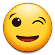 How Winking Face emoji looks on Samsung.