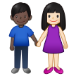 Come Uomo e donna che si tengono per mano: carnagione chiara e carnagione scura emoji appare su Samsung.