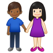 A quoi ressemblent les emoji Femme et homme se tenant la main: peau claire et peau mate sur Samsung.