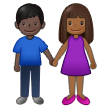 Hoe Man en vrouw hand in hand: donkergetinte huidskleur, donkere huidskleur emoji eruit ziet op Samsung.