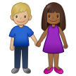 A quoi ressemblent les emoji Femme et homme se tenant la main: peau mate et peau moyennement claire sur Samsung.