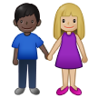 Come Uomo e donna che si tengono per mano: carnagione abbastanza chiara e carnagione scura emoji appare su Samsung.