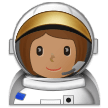 Bagaimana Antariksawan wanita: warna kulit sedang emoji terlihat di Samsung.