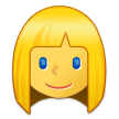 Como o emoji do Mulher: cabelo loiro é exibido no Samsung.