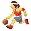 Como o emoji do Mulher jogando basquete é exibido no Samsung.