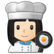 Bagaimana emoji Tukang masak wanita: ton kulit cerah kelihatan di Samsung.