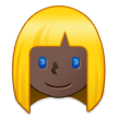 Hoe Vrouw met blond haar: donkere huidskleur emoji eruit ziet op Samsung.