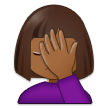 How Woman Facepalming: Medium-Dark Skin Tone emoji looks on Samsung.