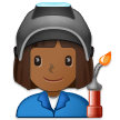 How Woman Factory Worker: Medium-Dark Skin Tone emoji looks on Samsung.