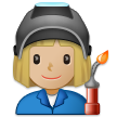 How Woman Factory Worker: Medium-Light Skin Tone emoji looks on Samsung.