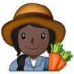 How Woman Farmer: Dark Skin Tone emoji looks on Samsung.